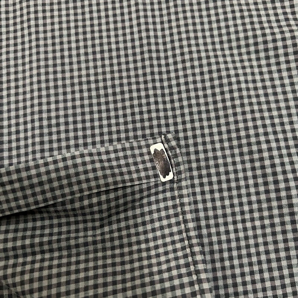 John Varvatos Shirt Mens Medium Gray‎ Black Gingham Plaid Luxe Button Up Adult - Picture 5 of 11